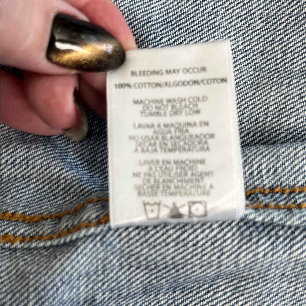 Distressed Blue Denim Jacket with Red Rose Embroidery- HIDDEN. - Picture 3 of 12
